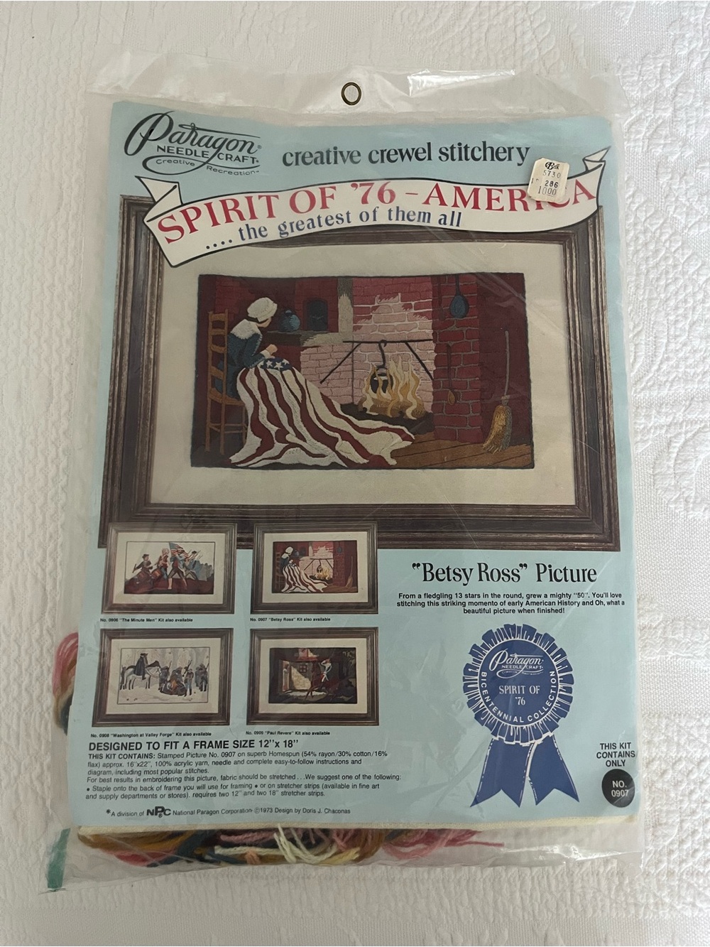 Paragon "Betsy Ross" Picture Crewel Stitchery Kit Spirit of '76